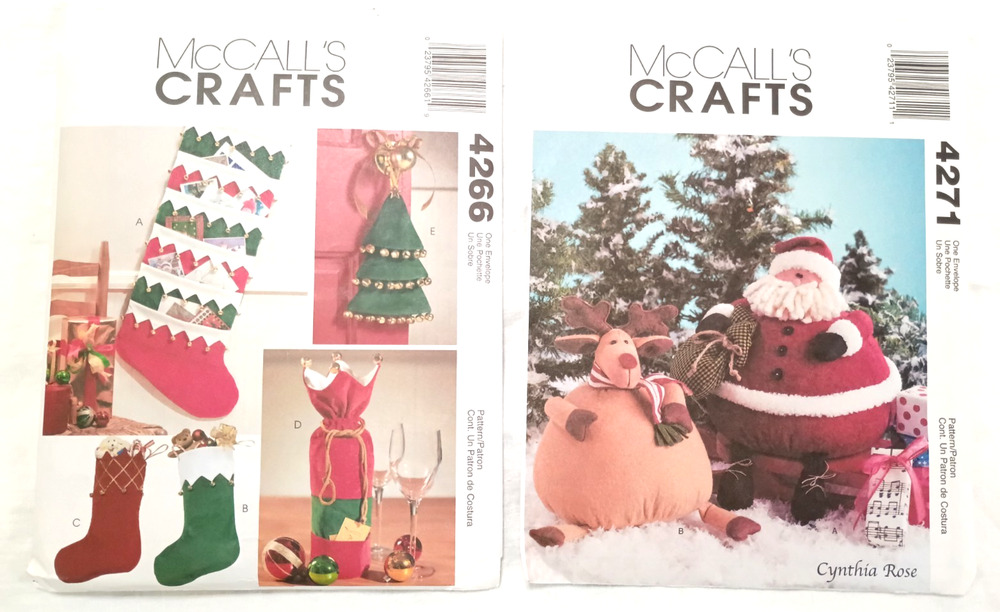 VTG McCall's Christmas Craft Sewing Patterns 4266 4271 Santa Stocking Uncut 2003